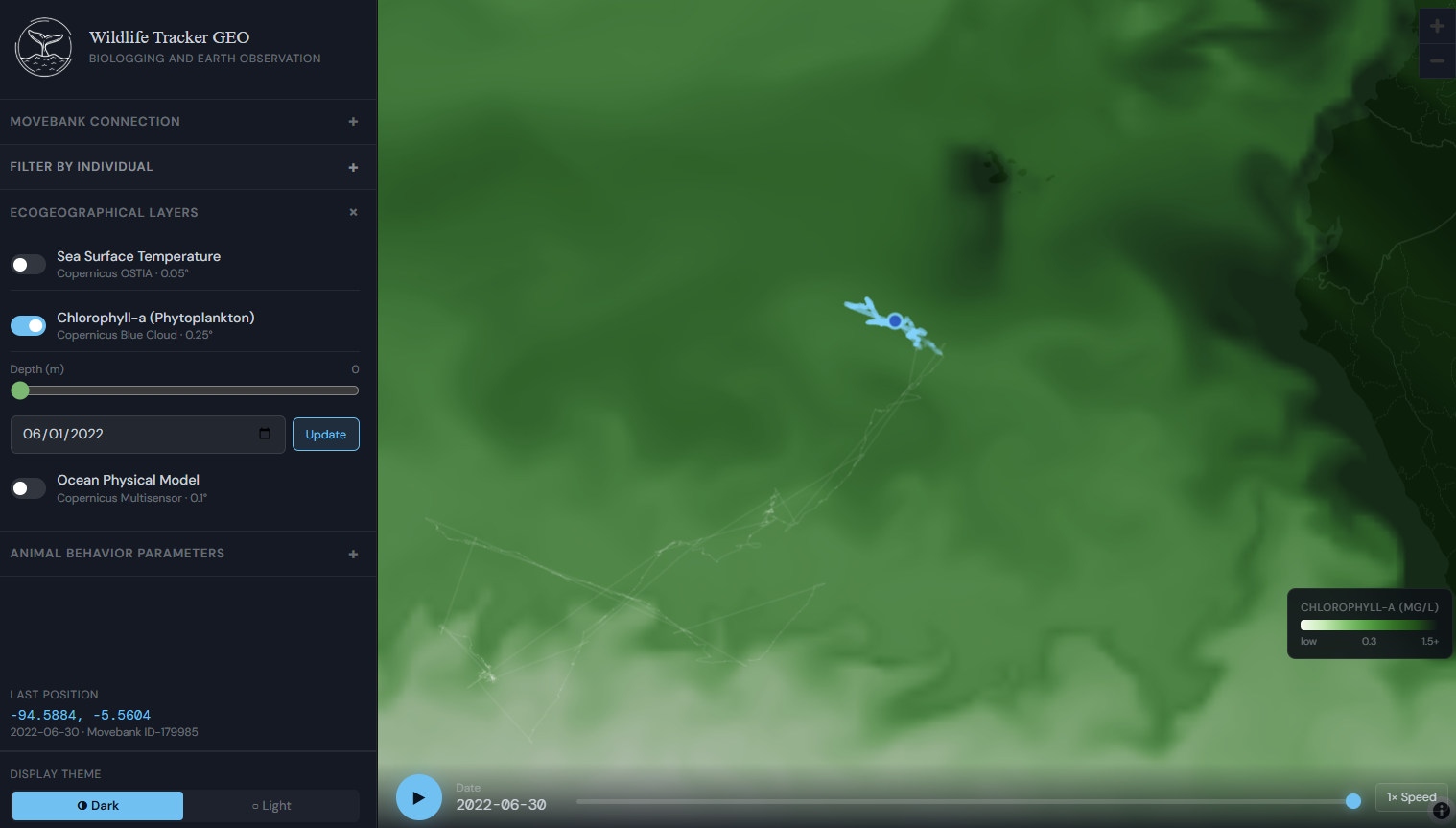 Wildlife Tracker GEO platform screenshot